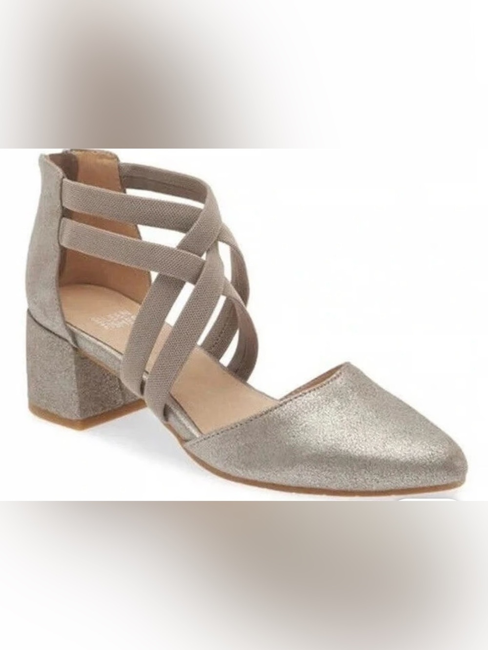 Eileen fisher silver Metallic block heel pumps size 10